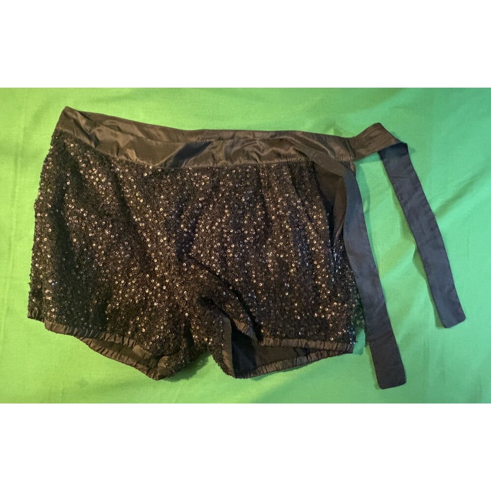 J Crew Mini Short Womens 4 Black Lined Sequin Back Zip Formal Party Cocktail